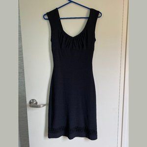 Guess Vintage Midi Dress, black scoop neck with lace detail